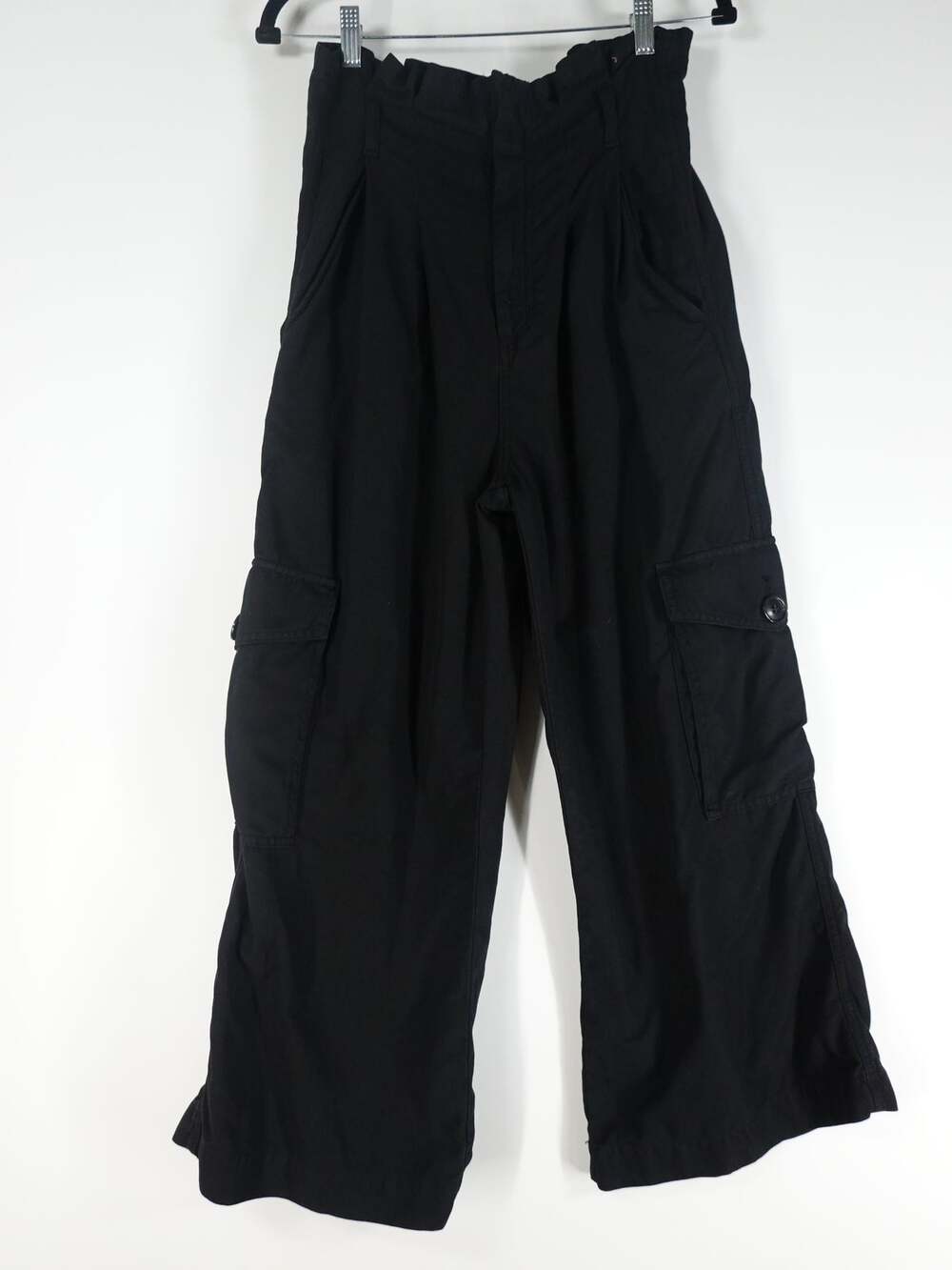 Citzens Of Humanity Pants Women 26 Black Wide Leg Cargo High Waist Paperbag